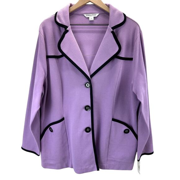NEW VTG Pendleton Y2K Women's Plus Size 2X London Calling Knit Blazer Lilac - Picture 1 of 6